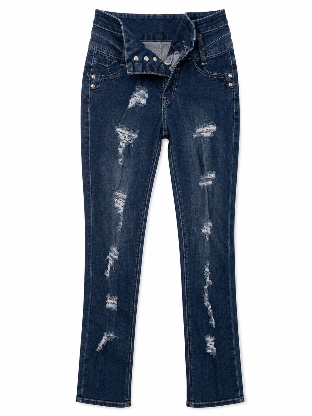 Juniors Distressed Rhinestone Back Distressed Jeans